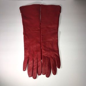 Club Monaco Red Leather Long Opera Gloves Size S
